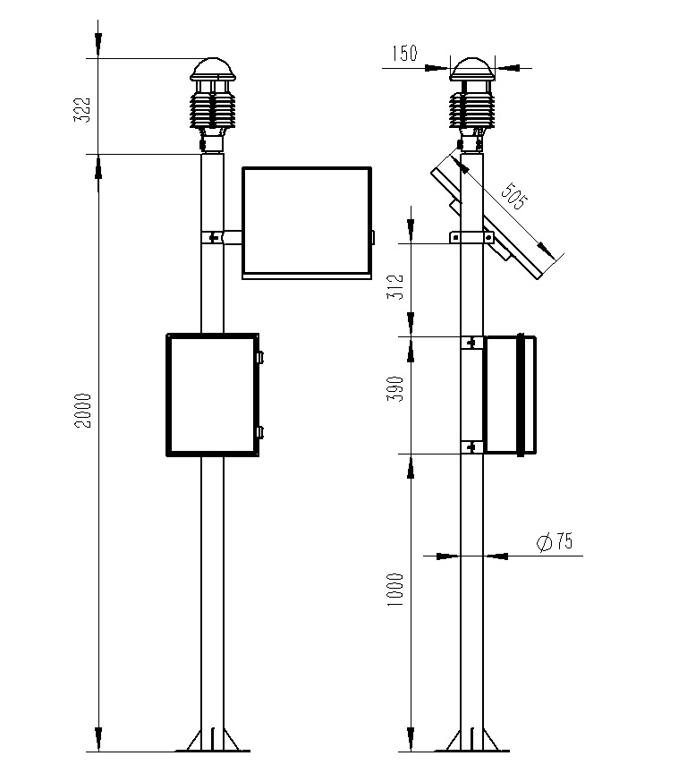 Ultrasonic weather station product size chart